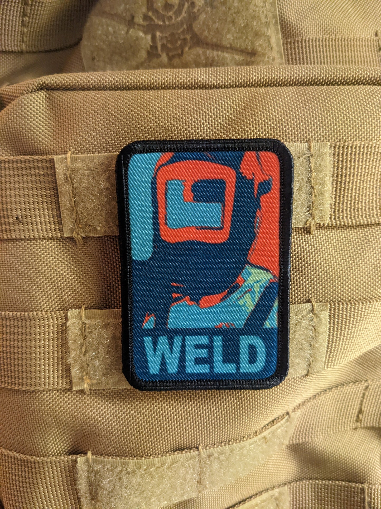 Welder blue collar welding hope poster 2"x3" morale patch with hook and loop backing