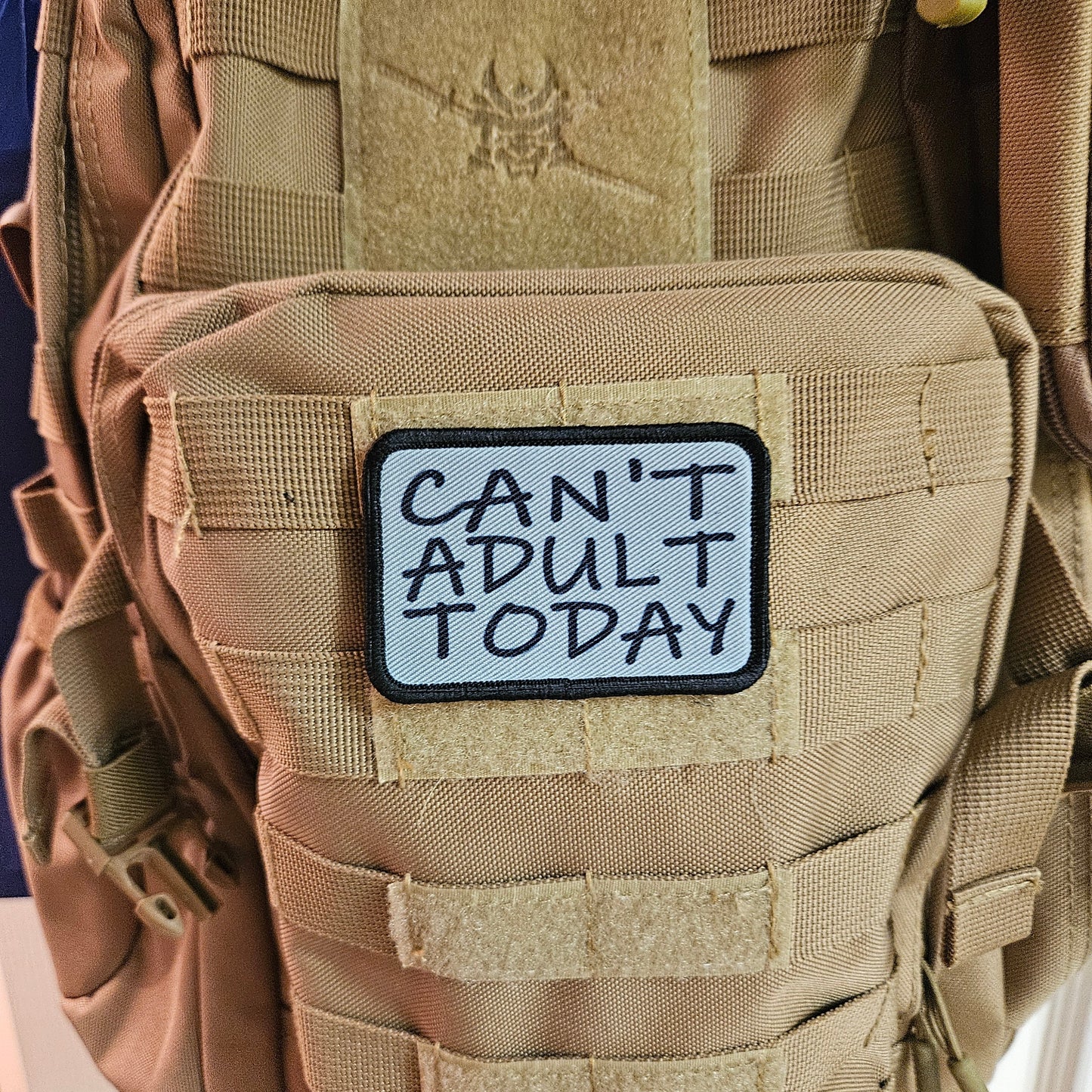Can't adult today meme patch 2" x3" inch morale patch hook and loop backing black and white