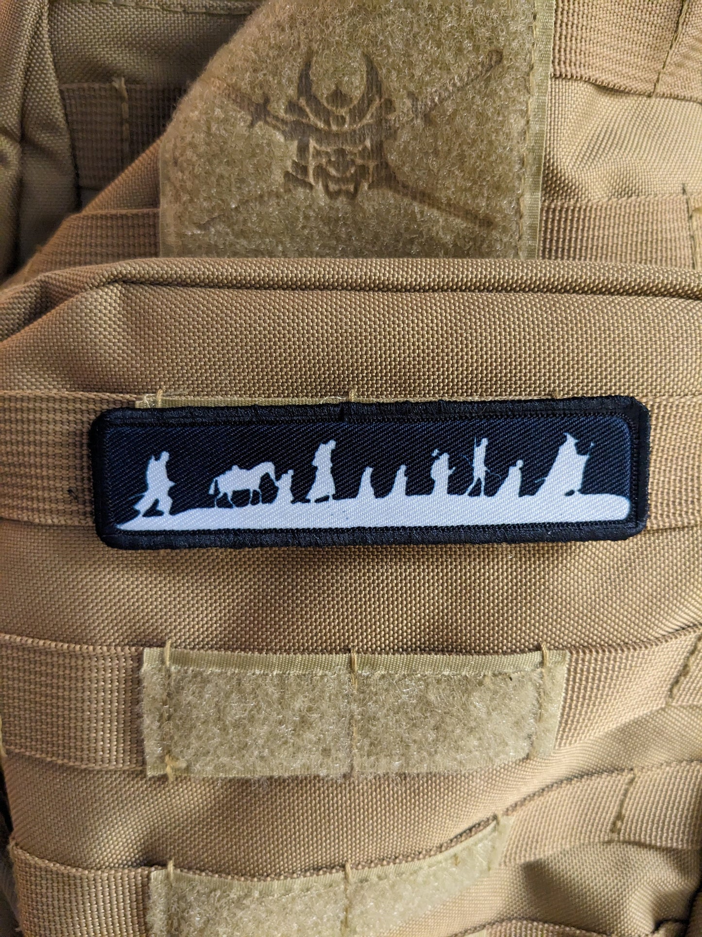 LOTR fellowship silhouette black and white 1"x4" removable morale patch with hook and loop backing good for back of operator hats