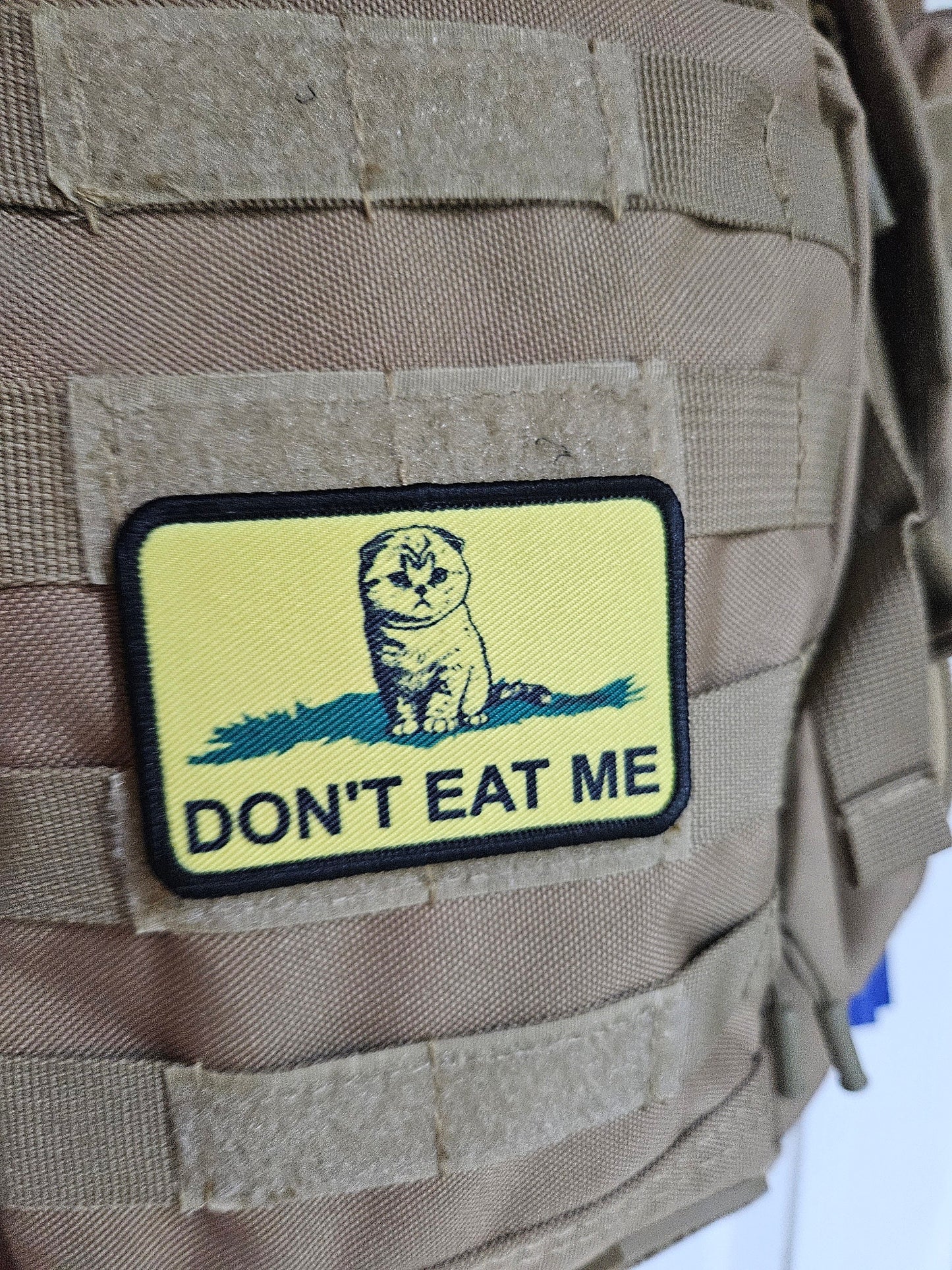 eating the cats kitten pet Gadsden flag meme 2"x3" removable morale patch with hook and loop backing