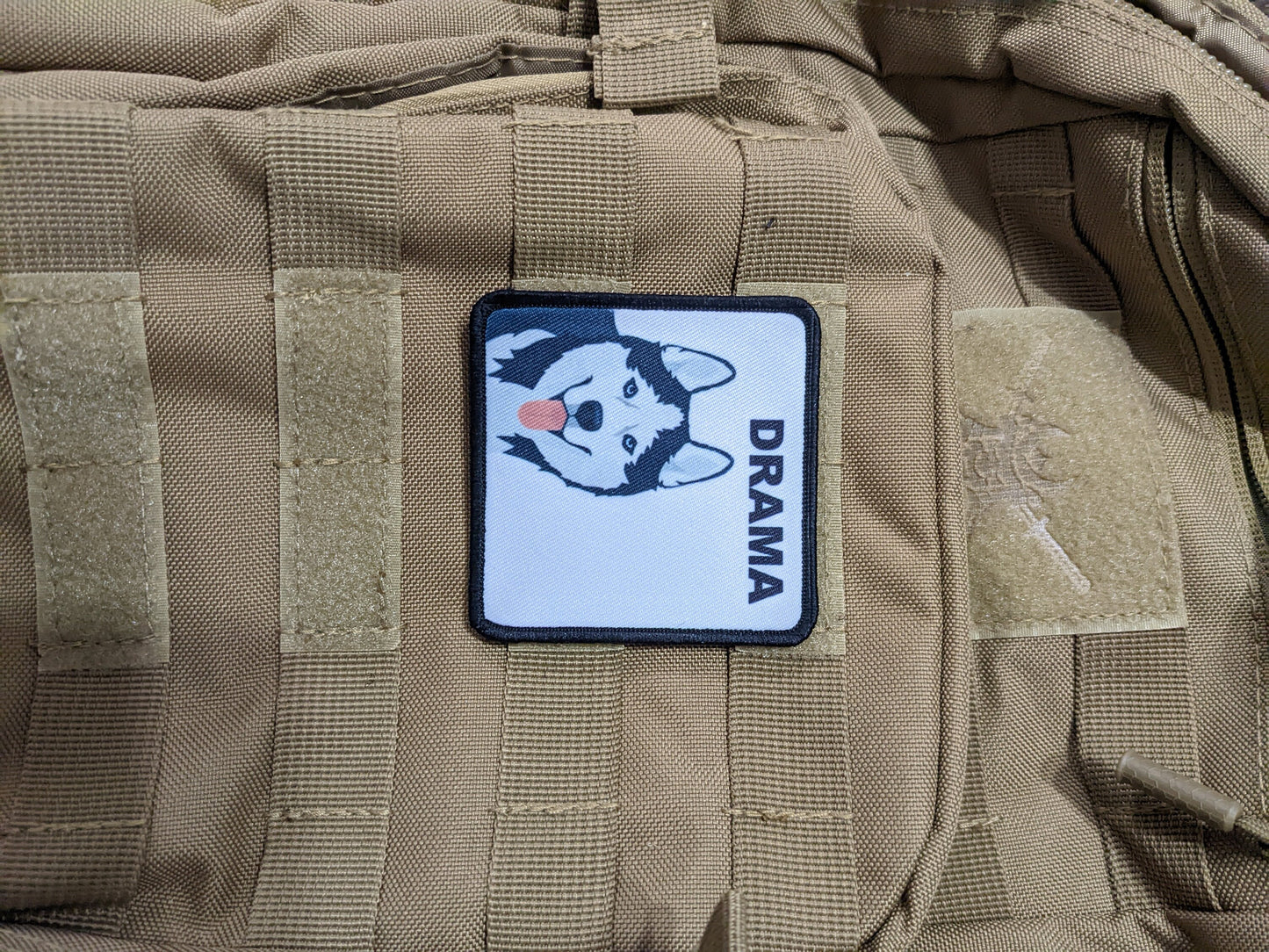 huskies are drama morale patch 3x3" square patch dog pets puppy with hook and loop backing