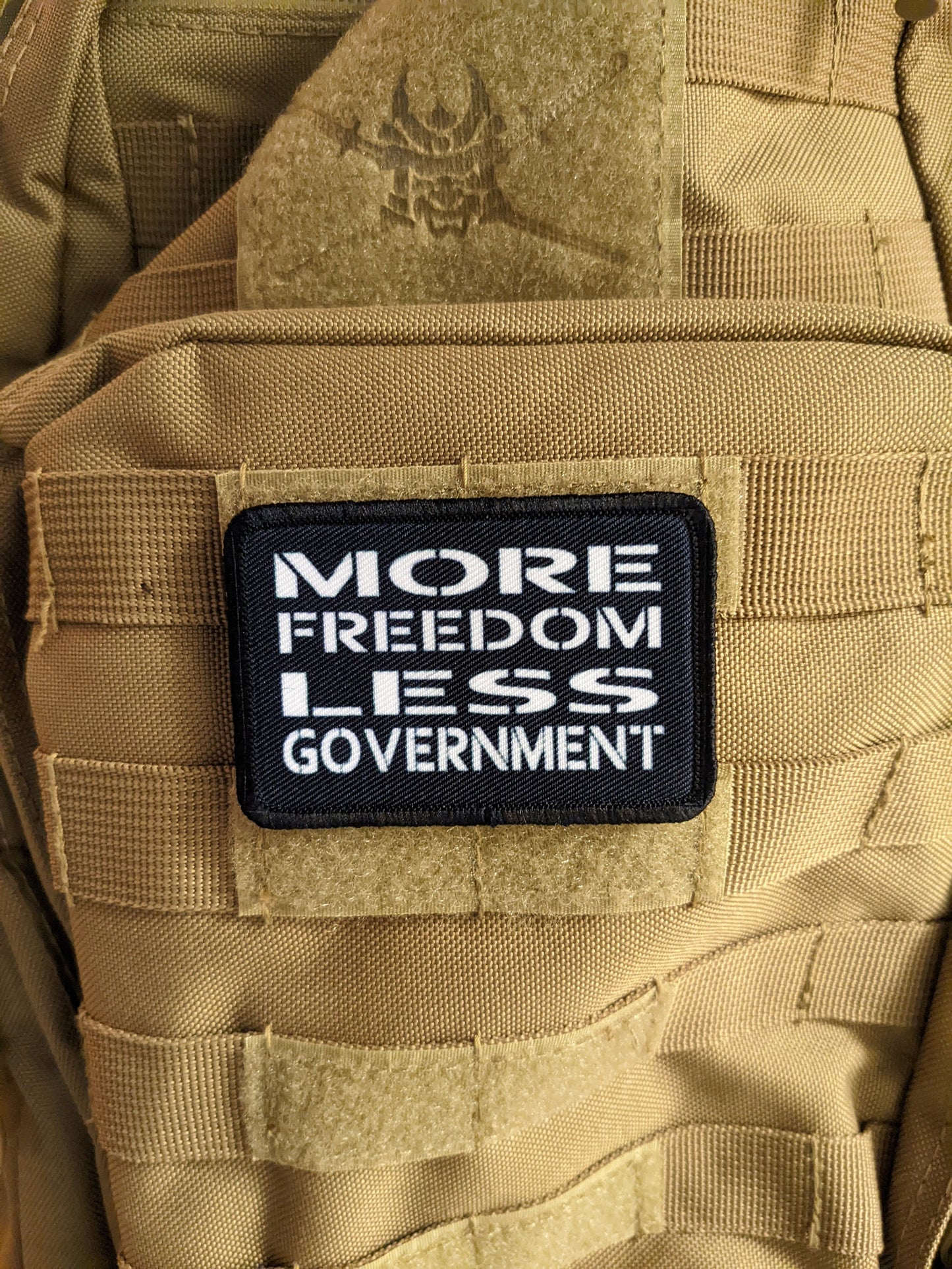 More freedom less government 2"x3" morale patch with hook and loop backing