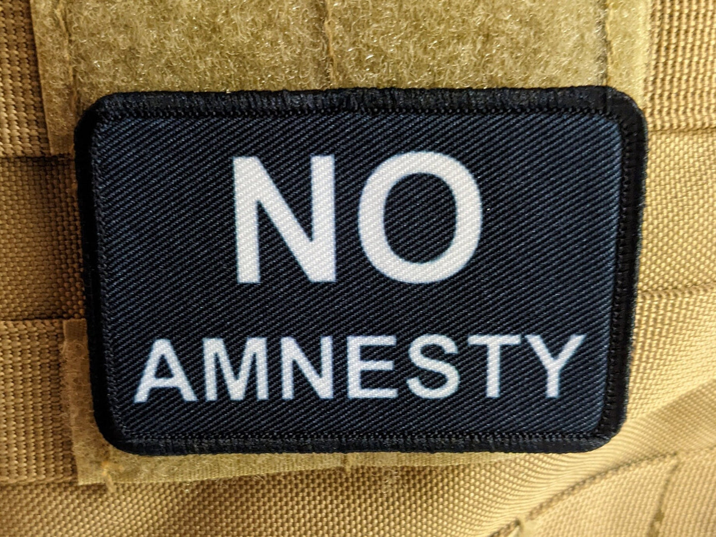 No amnesty we will not forget lockdowns 2"x3" morale patch with hook and loop backing military joke meme