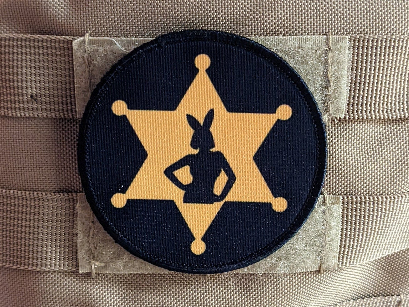 Badge bunny police wife girlfriend type 2 3" circle morale patch with hook and loop backing