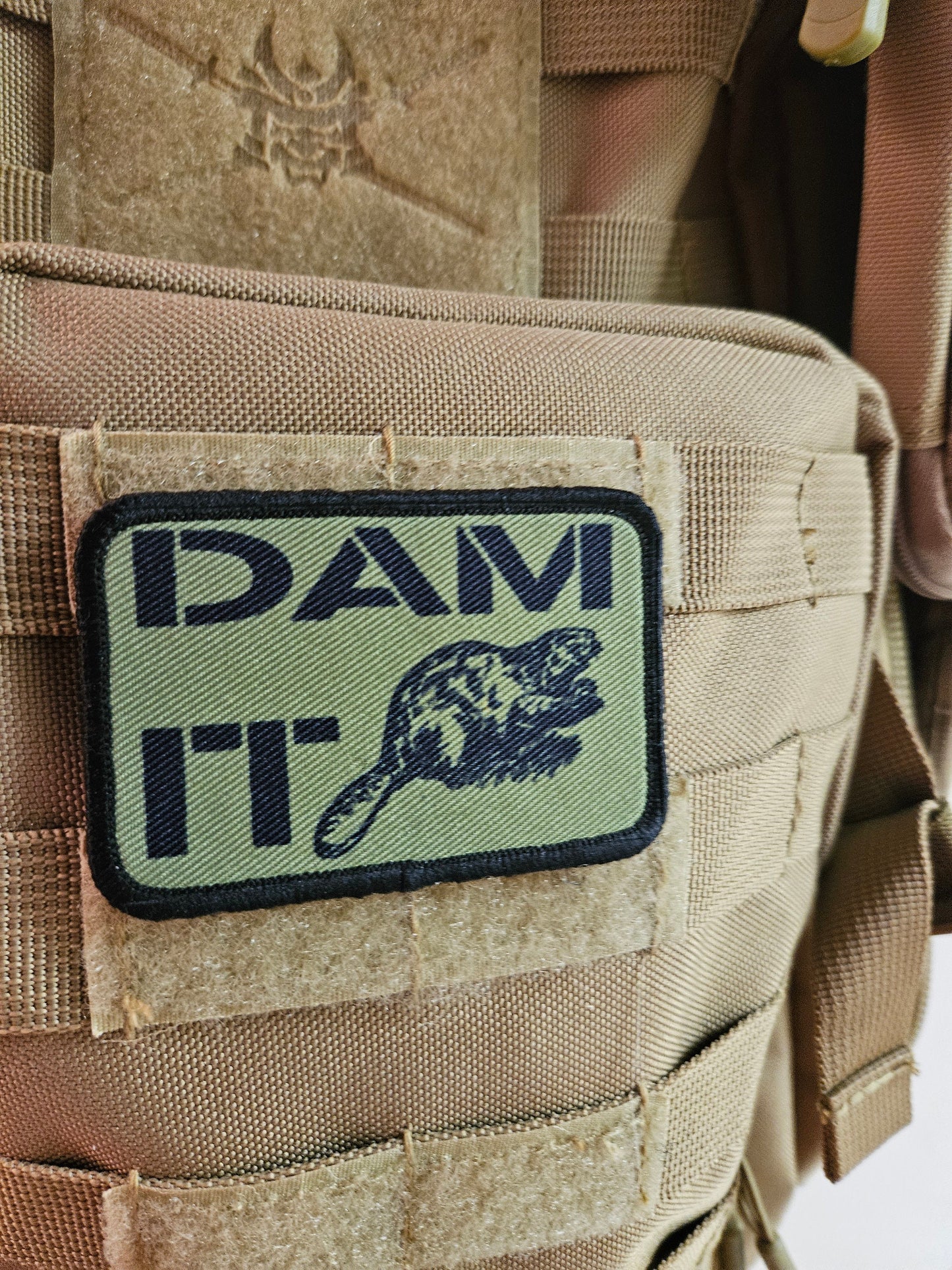 Beaver dam it is a meme 2"x3" removable morale patch with hook and loop backing