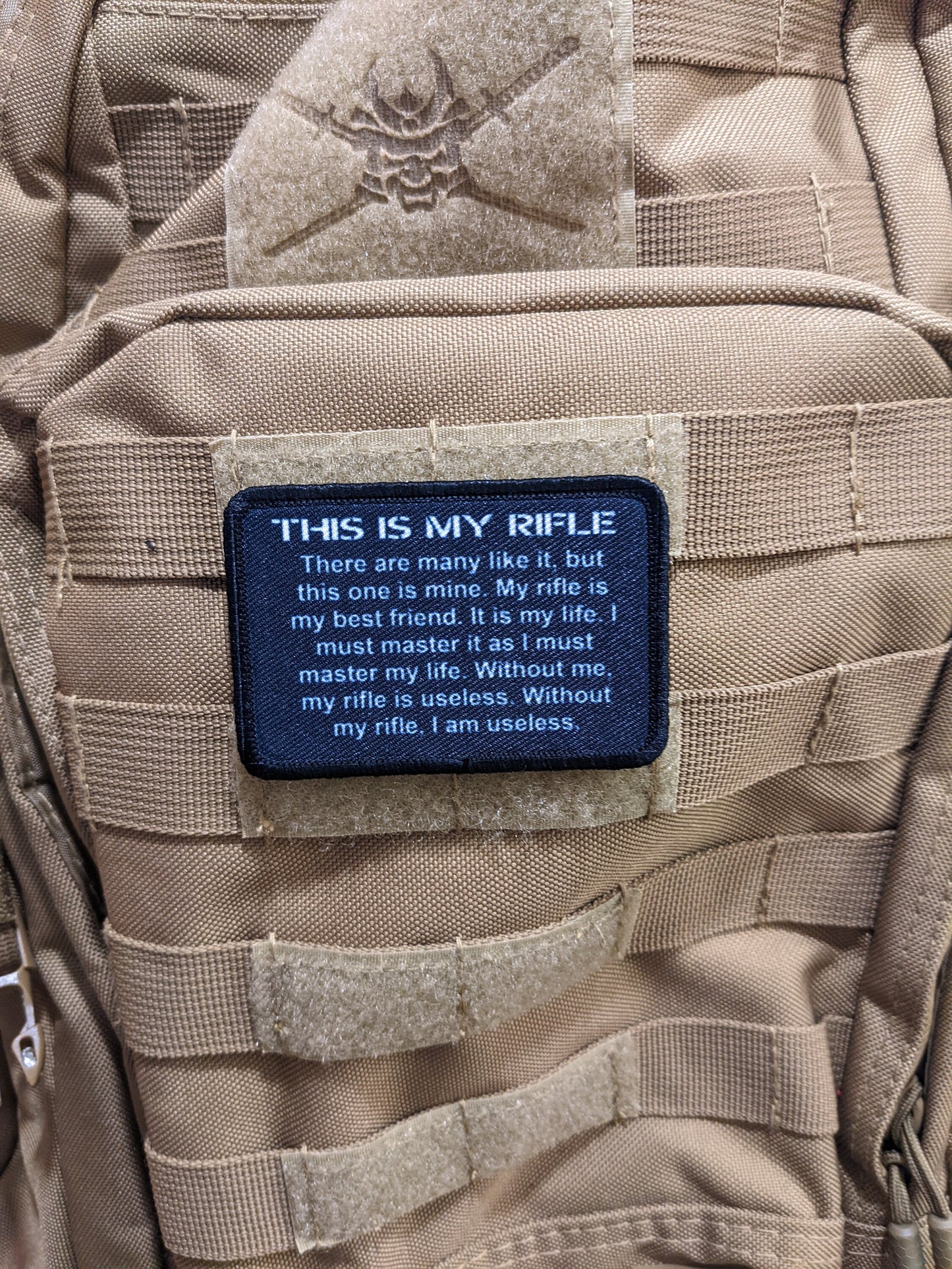 Rifleman's Creed text USMC army military 2"x3" morale patch with hook and loop backing