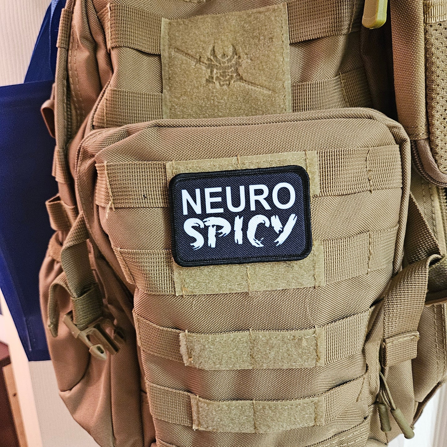 Neuro spicy meme patch 2" x3" inch morale patch hook and loop backing black and white