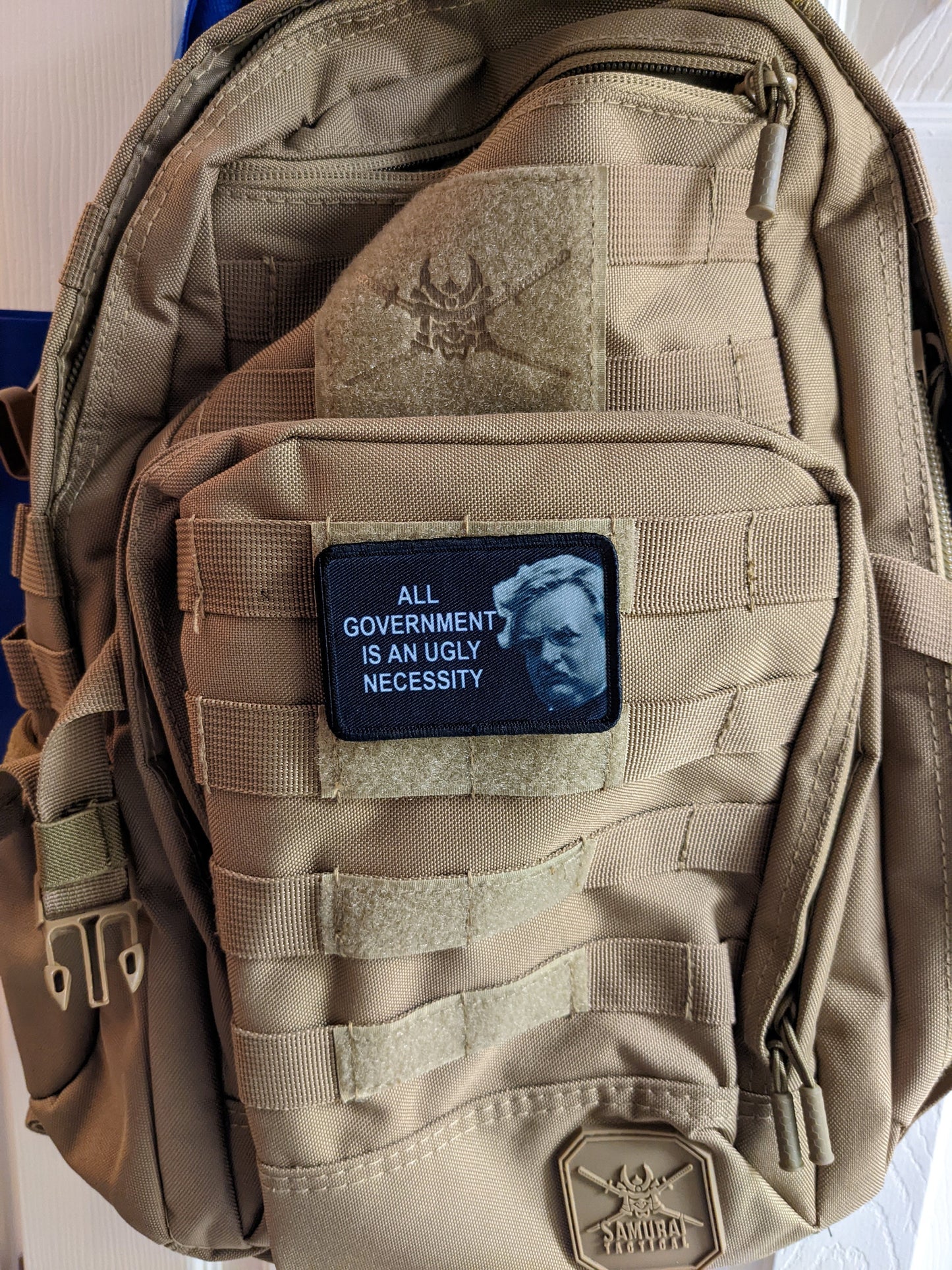 GK Chesterton all government is an ugly necessity quote 2"x3" removable morale patch with hook and loop backing