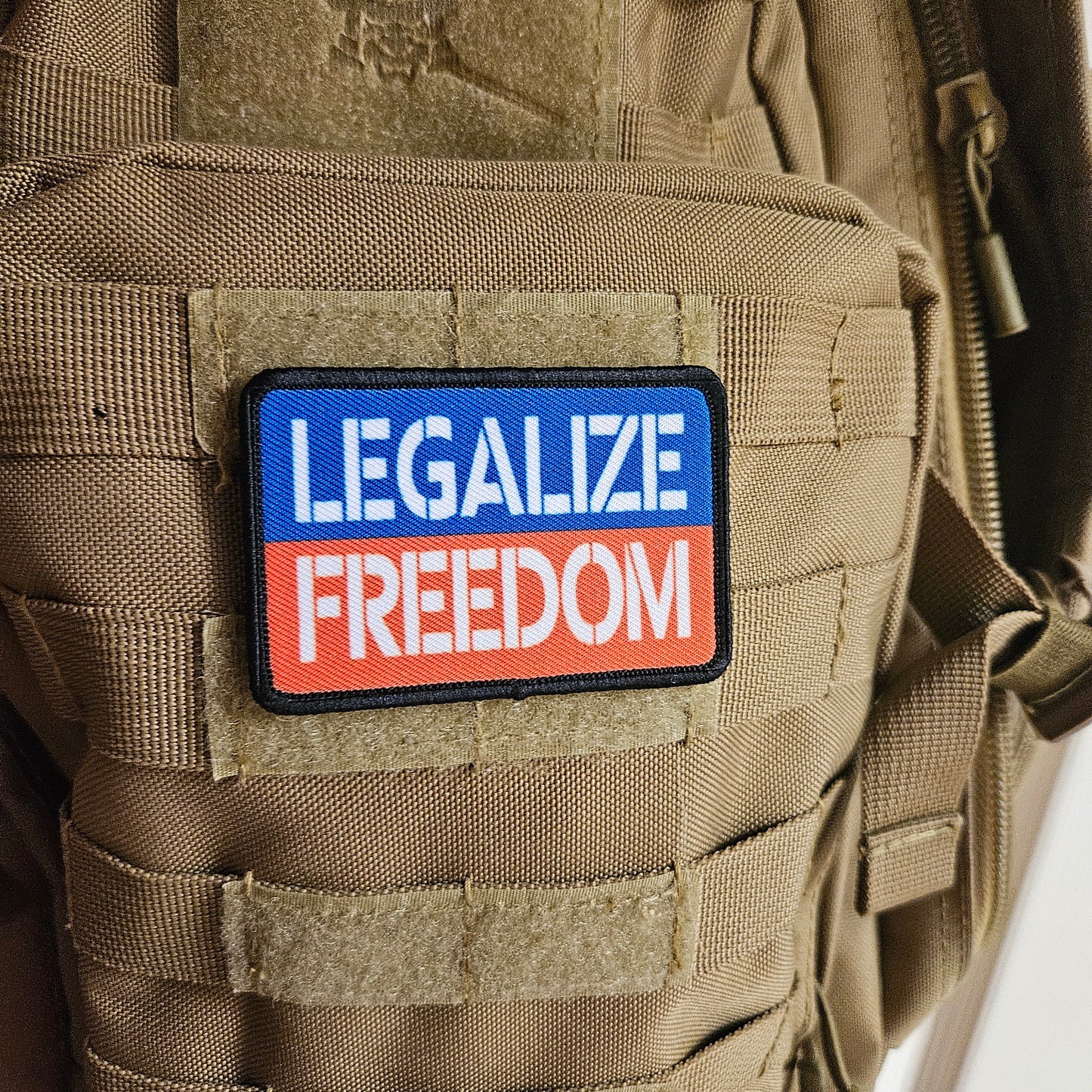 Legalize freedom 2"x3" removable morale patch with hook and loop backing