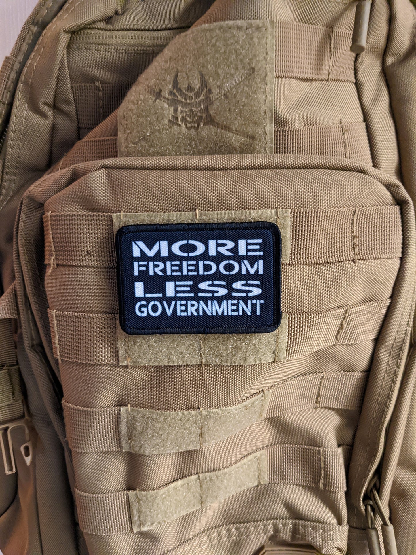 More freedom less government 2"x3" morale patch with hook and loop backing