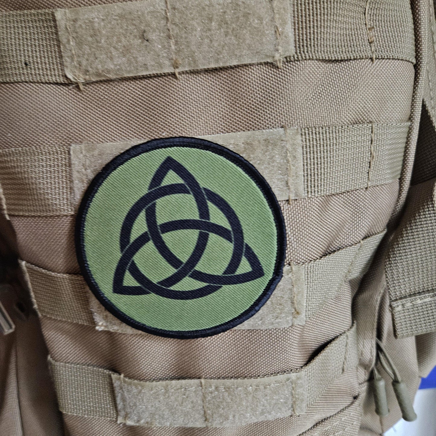 celtic knot triquetra rune 3" circle removable tactical morale patch with hook and loop for hat