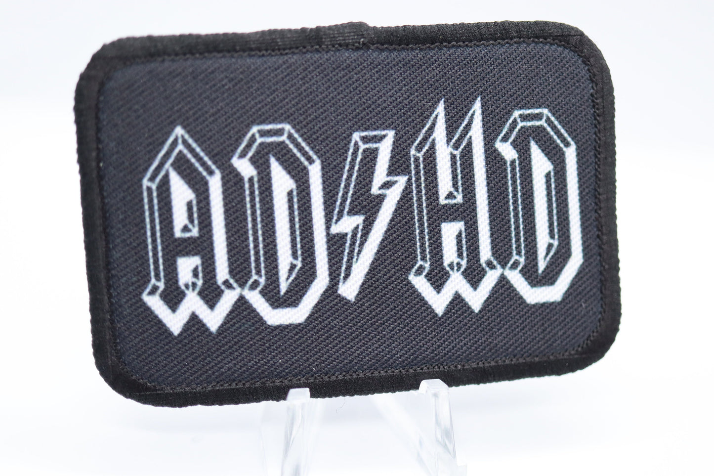 ADHD "AC/DC" parody funny meme 2"x3" morale patch with hook and loop backing
