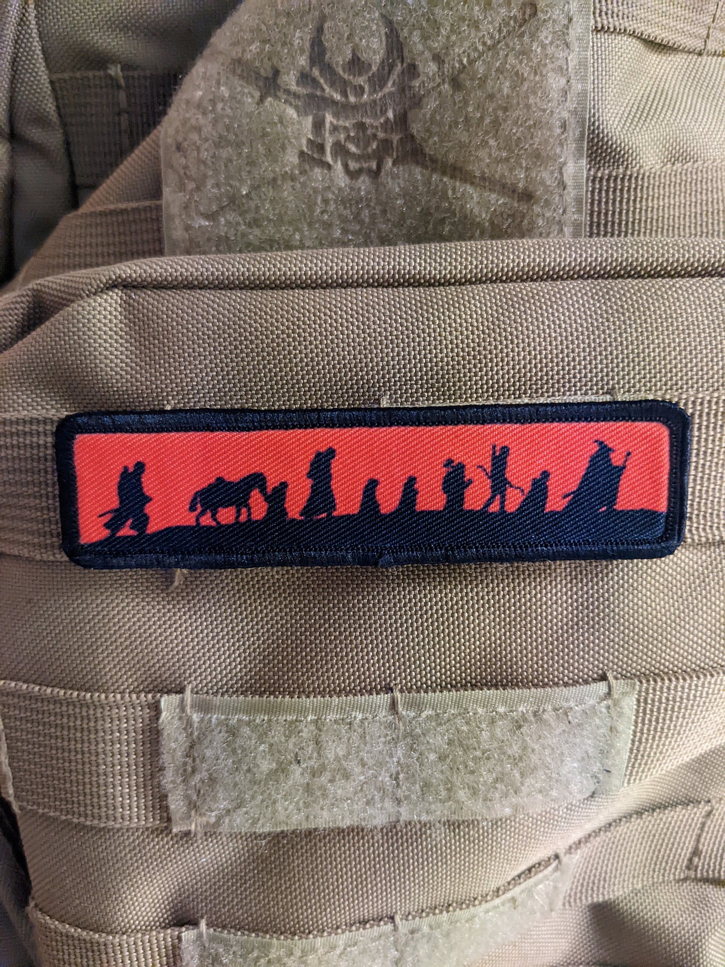 LOTR fellowship silhouette red 1"x4" removable morale patch with hook and loop backing good for back of operator hats