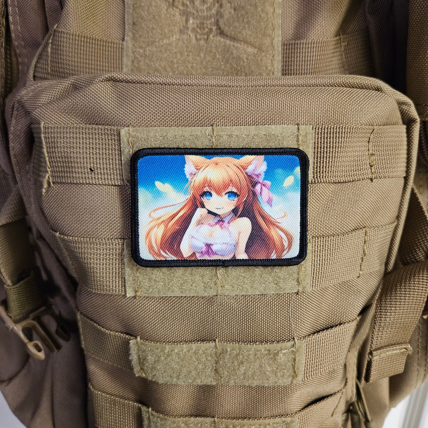 Fox girl waifu Sexy Anime girl cleavage bikini 2"x3" removable morale patch with hook and loop backing