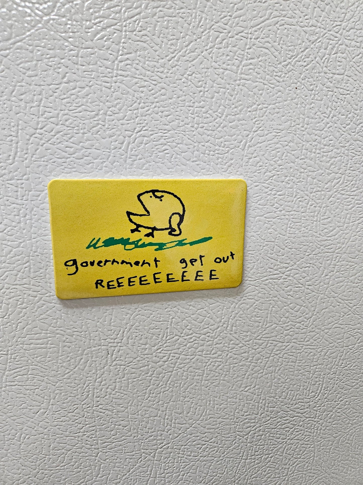 Lot of three Government get out reeeee Gadsden flag parody fridge magnet x3. 2x3.5" dimensions