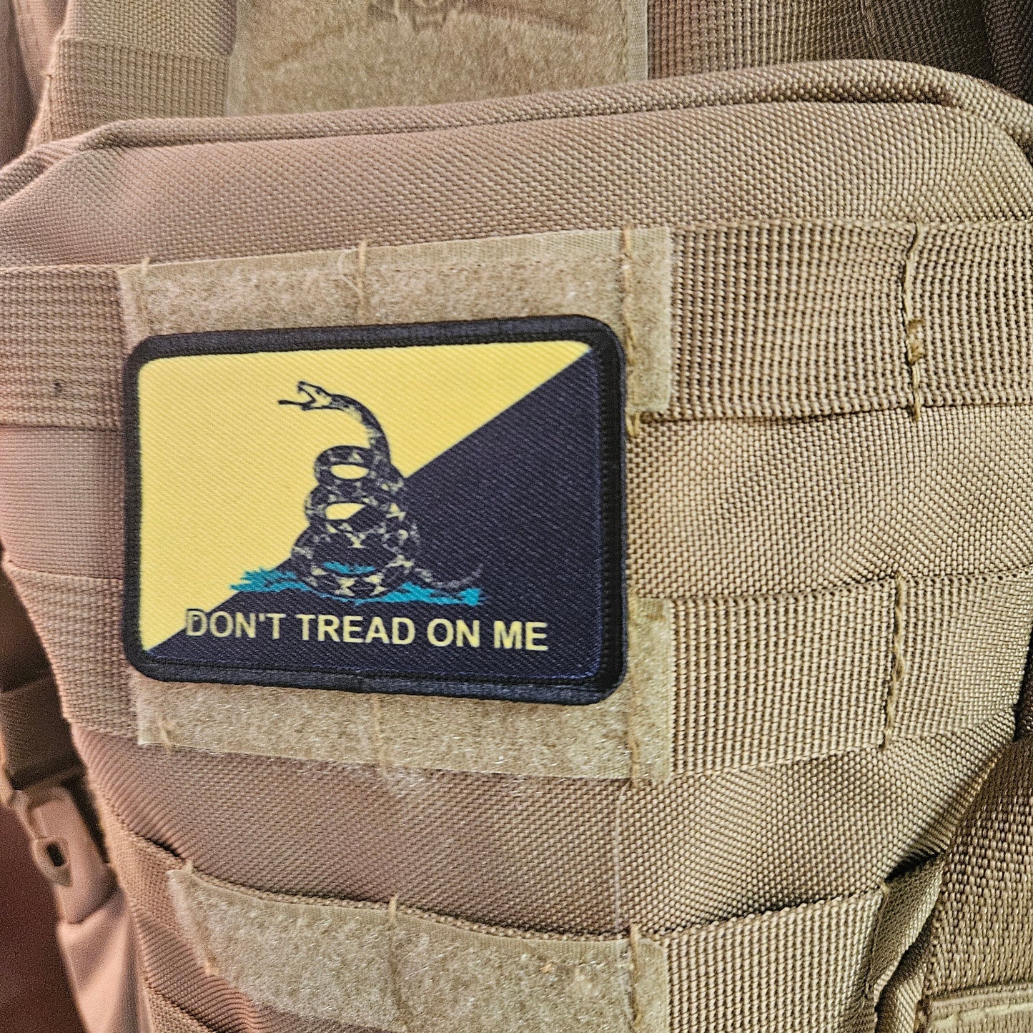 Gadsden flag don't tread on me capitalist version 2"x3" morale patch with hook and loop backing