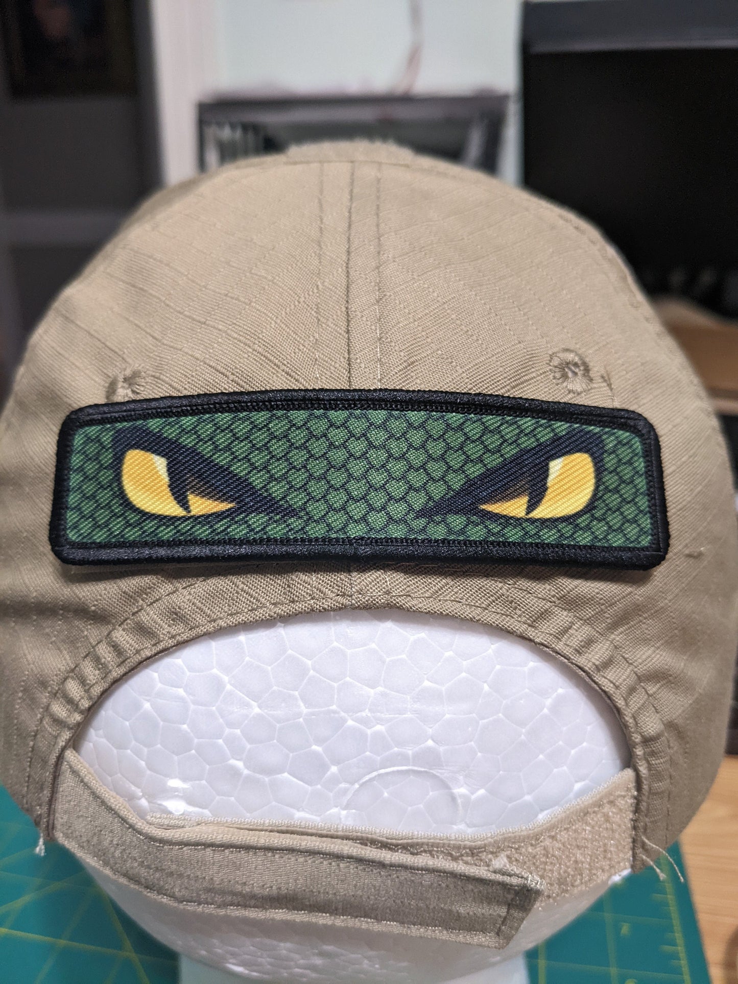 Snake eyes viper eyes 1"x4" removable morale patch with hook and loop backing good for back of operator hats