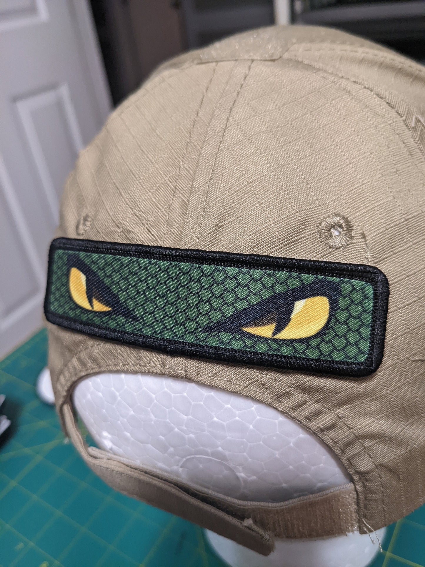 Snake eyes viper eyes 1"x4" removable morale patch with hook and loop backing good for back of operator hats