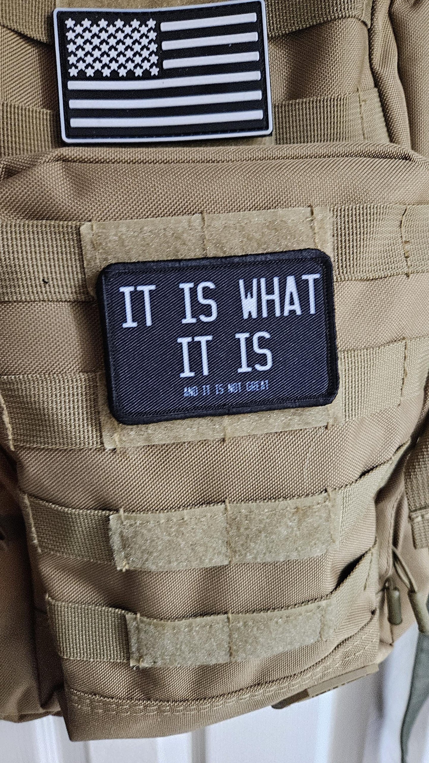 It is what it is and it is not great meme 2"x3" removable morale patch with hook and loop backing black and white