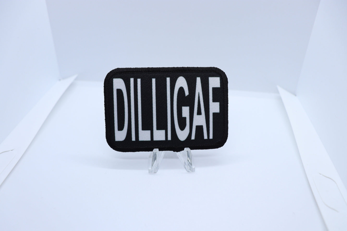 Do I Look Like I Give A Fuck DILLIGAF removable patch 2"x3" morale patch with hook and loop backing