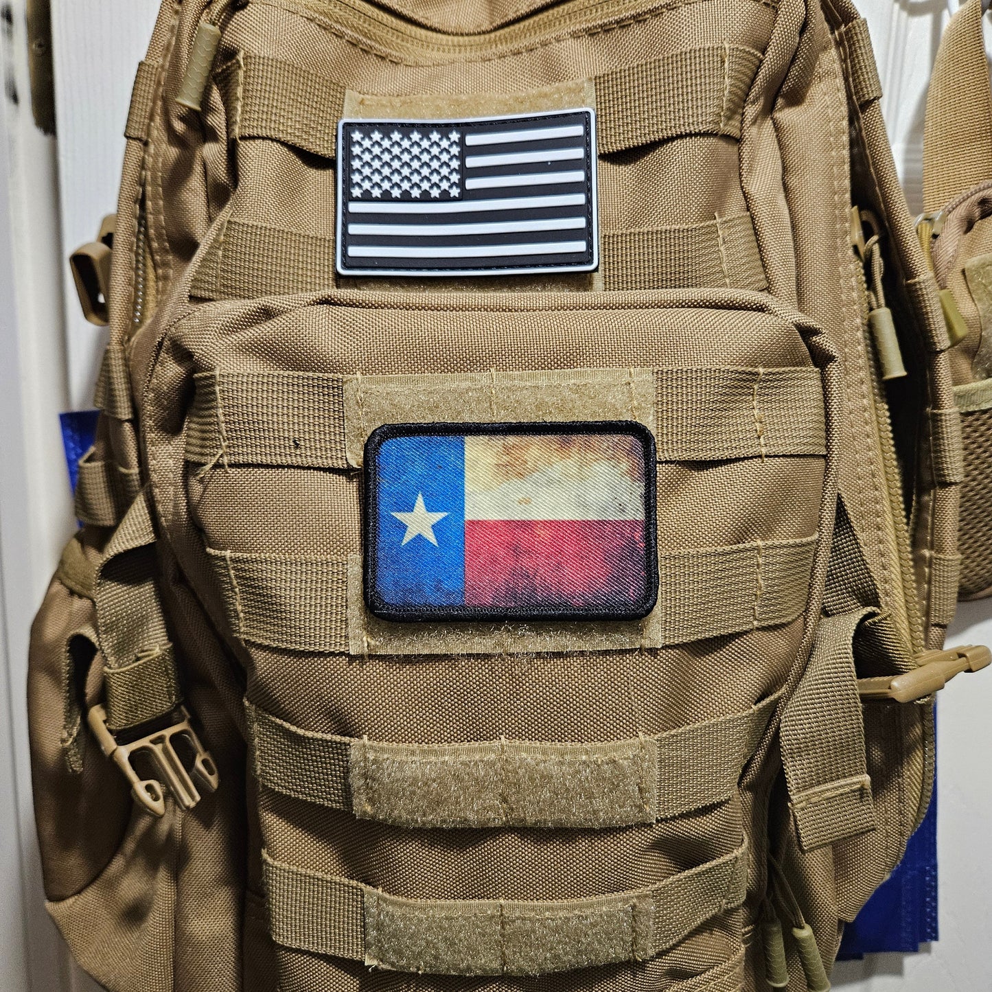 Distressed texas flag 2"x3" morale patch with hook and loop backing