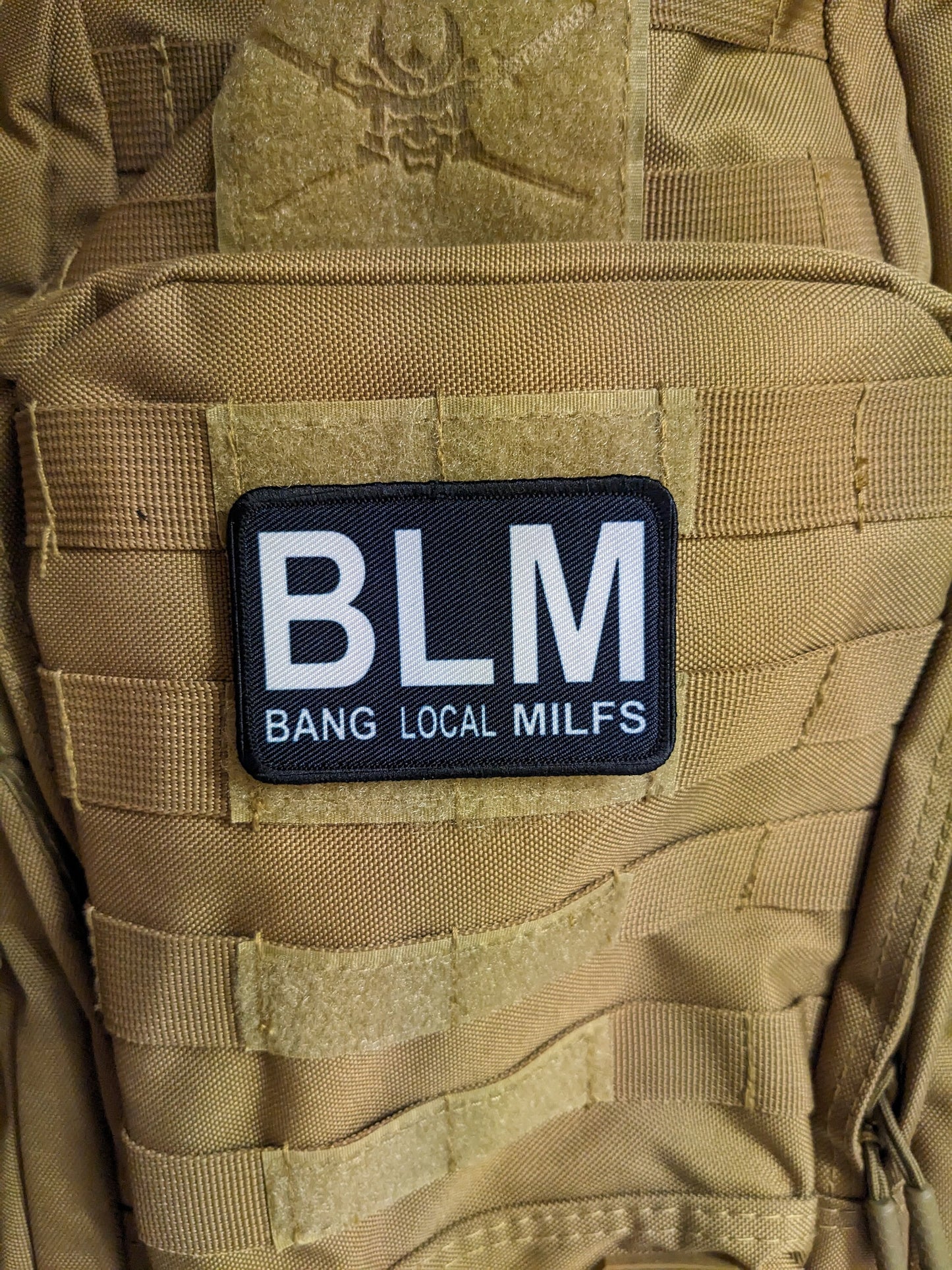 BLM bang local milfs meme 2"x3" morale patch with hook and loop backing