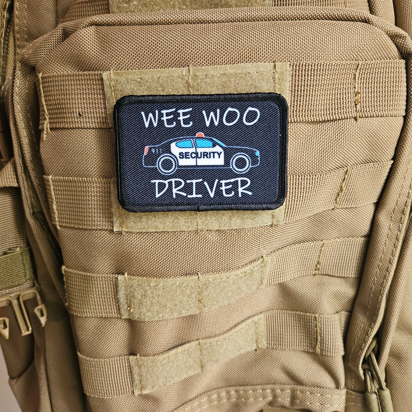 Security Wee woo driver sheriff department car driver funny 2"x3" removable morale patch with hook and loop backing