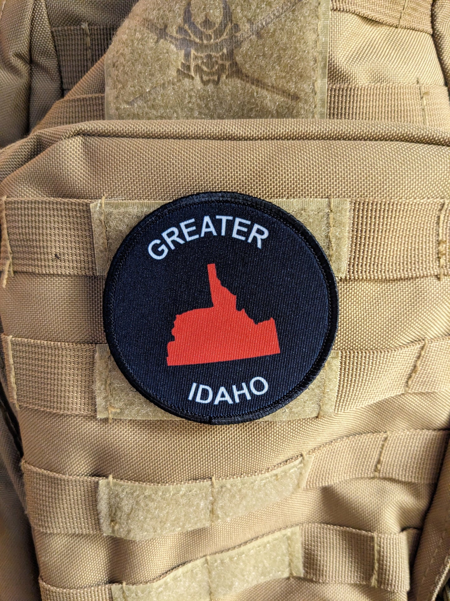 Greater Idaho 3" circle morale patch with hook and loop backing