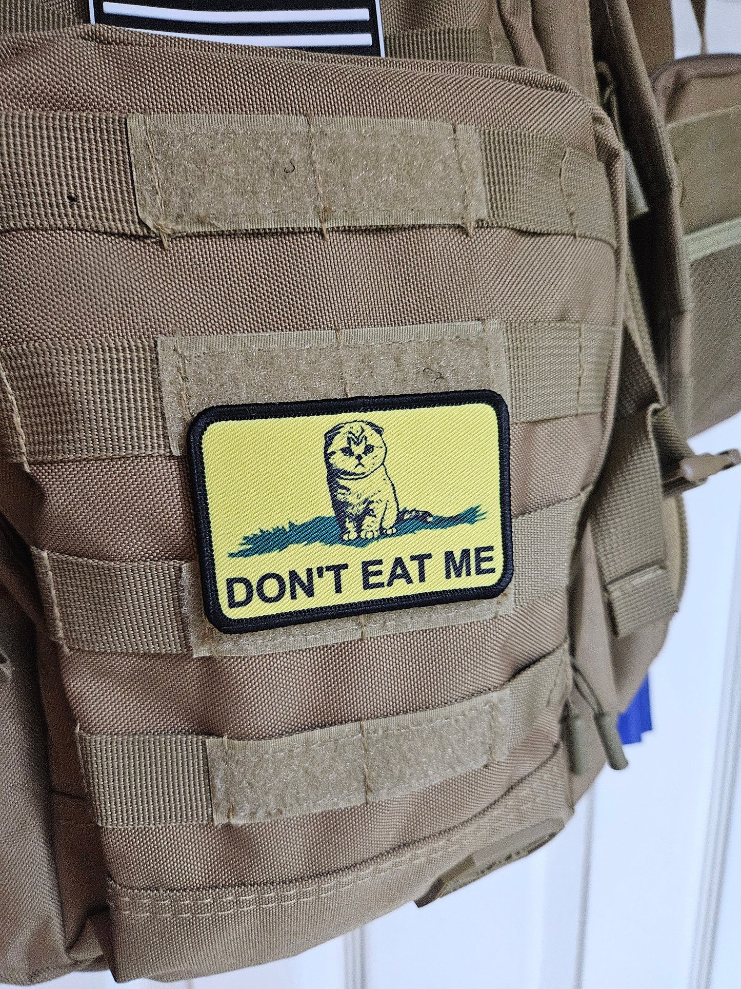 eating the cats kitten pet Gadsden flag meme 2"x3" removable morale patch with hook and loop backing
