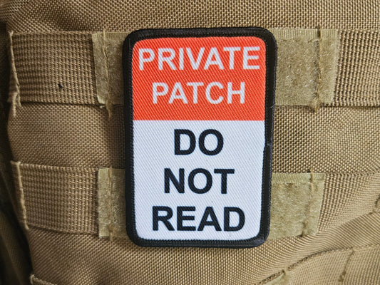 Private patch do not read joke k2"x3" morale patch with hook and loop backing