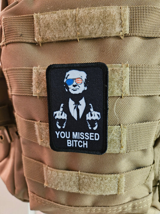 trump missed me 2"x3" morale patch with hook and loop backing military joke meme
