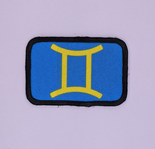 Gemini sign zodiac custom colors available 2"x3" morale patch with hook and loop backing