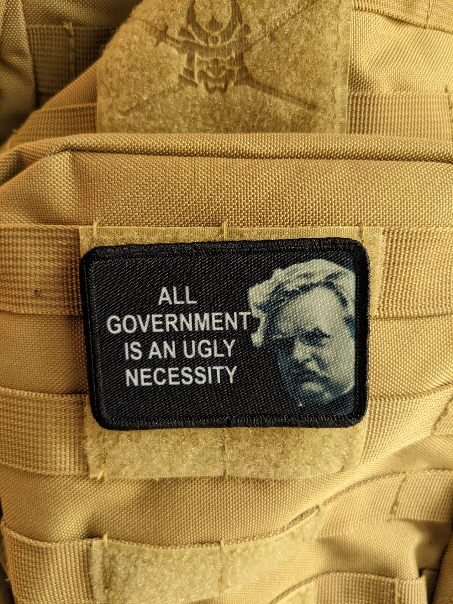 GK Chesterton all government is an ugly necessity quote 2"x3" removable morale patch with hook and loop backing