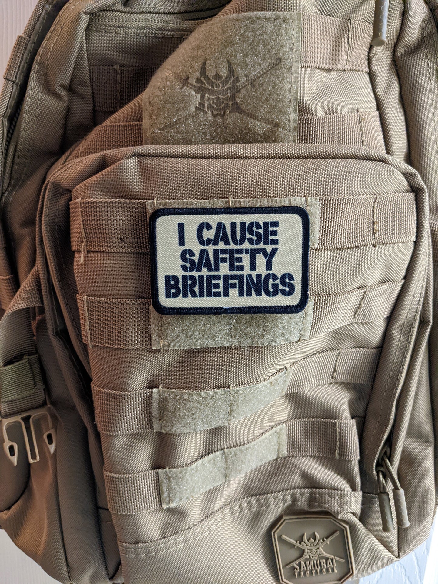 I cause safety briefings funny meme edc  2"x3" morale patch with hook and loop backing military joke meme