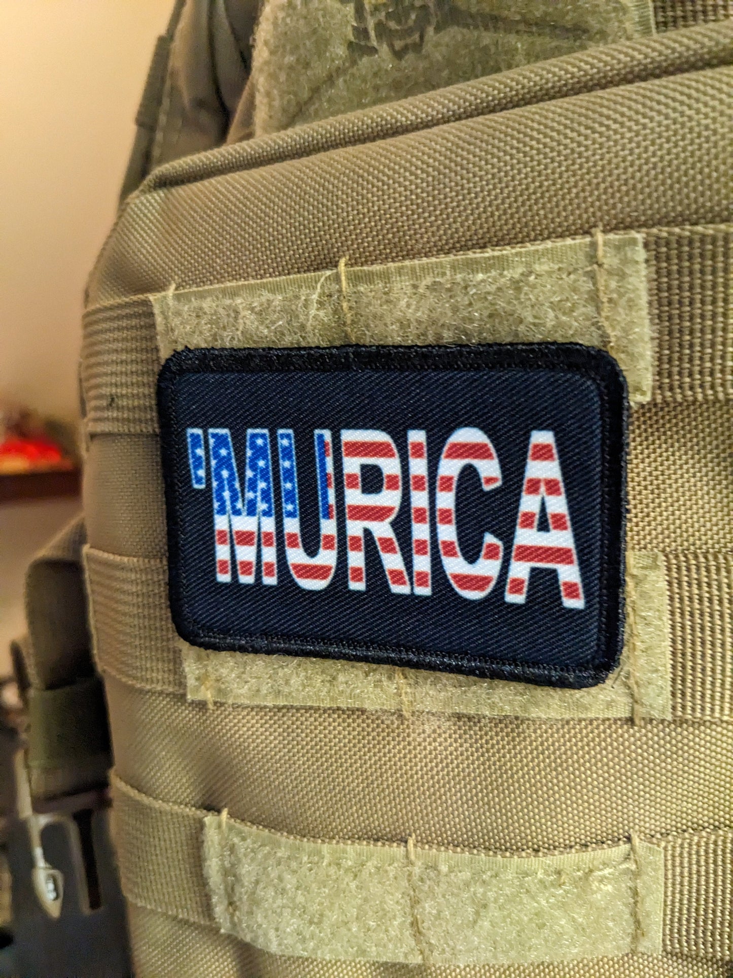 Funny 'murica meme 2"x3" morale patch with hook and loop backing