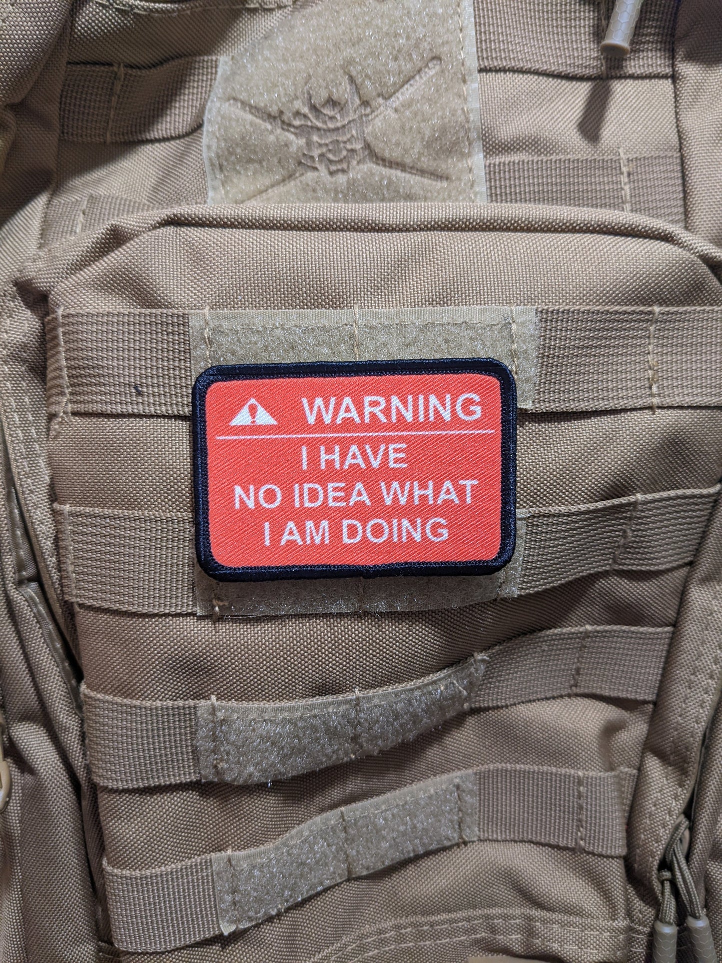 Warning I have no idea what I am doing meme RED 2"x3" morale patch with hook and loop backing