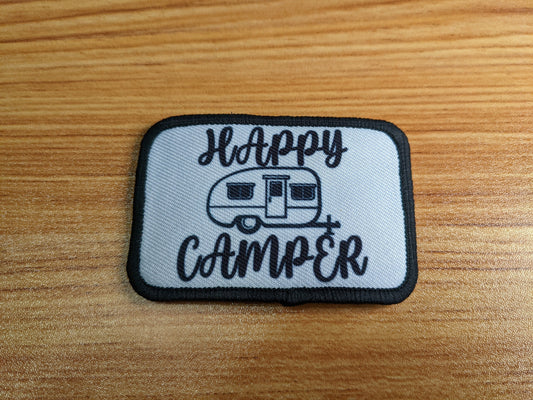 Happy Camper camping  2"x3" removable morale patch with hook and loop backing