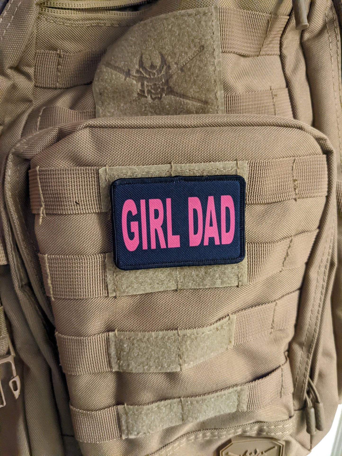 Girl Dad funny parenting joke 2"x3" morale patch with hook and loop backing