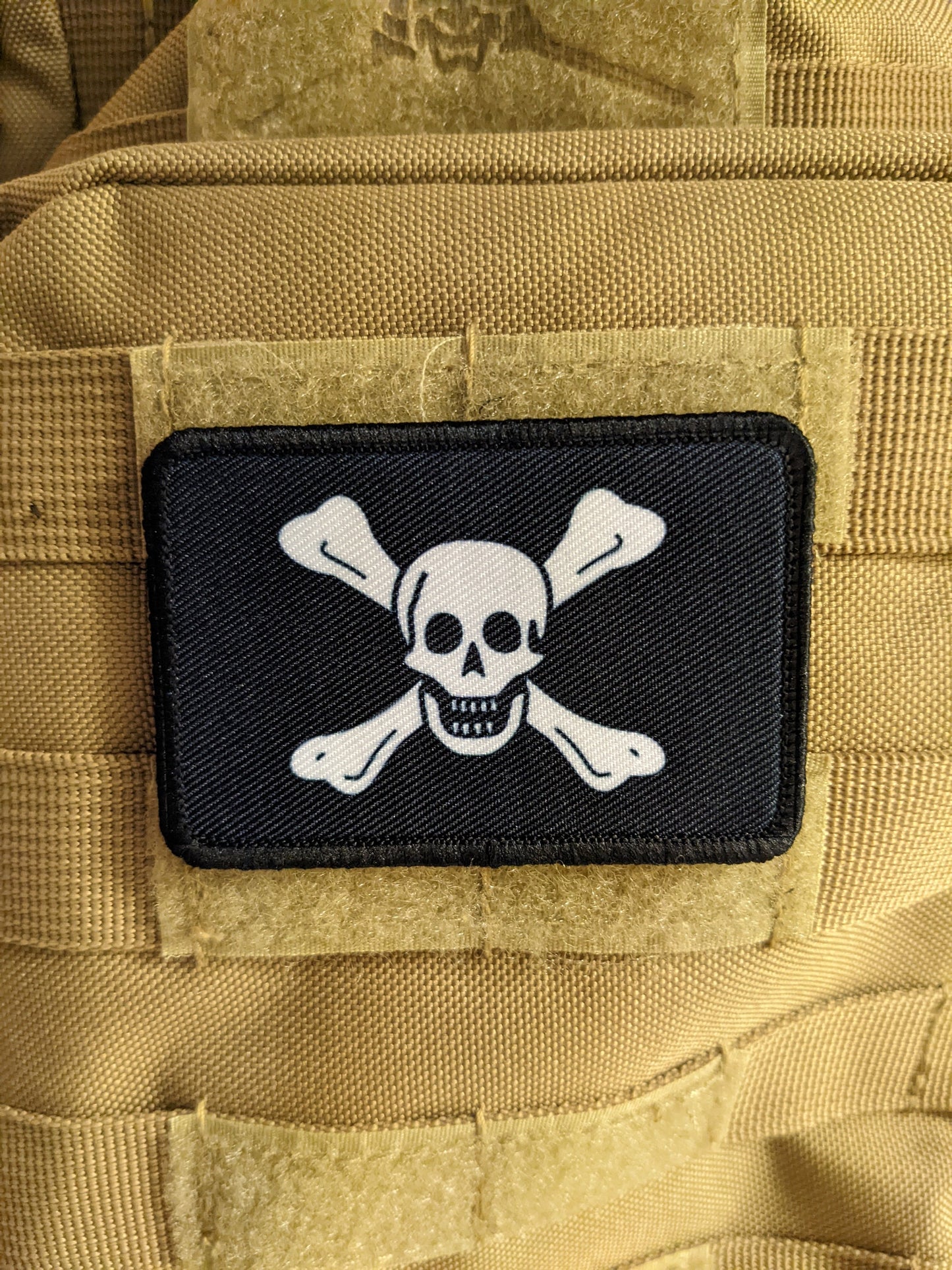 Richard Worley skull and crossbones  pirate flag pirate 2"x3" removable morale patch with hook and loop for hat