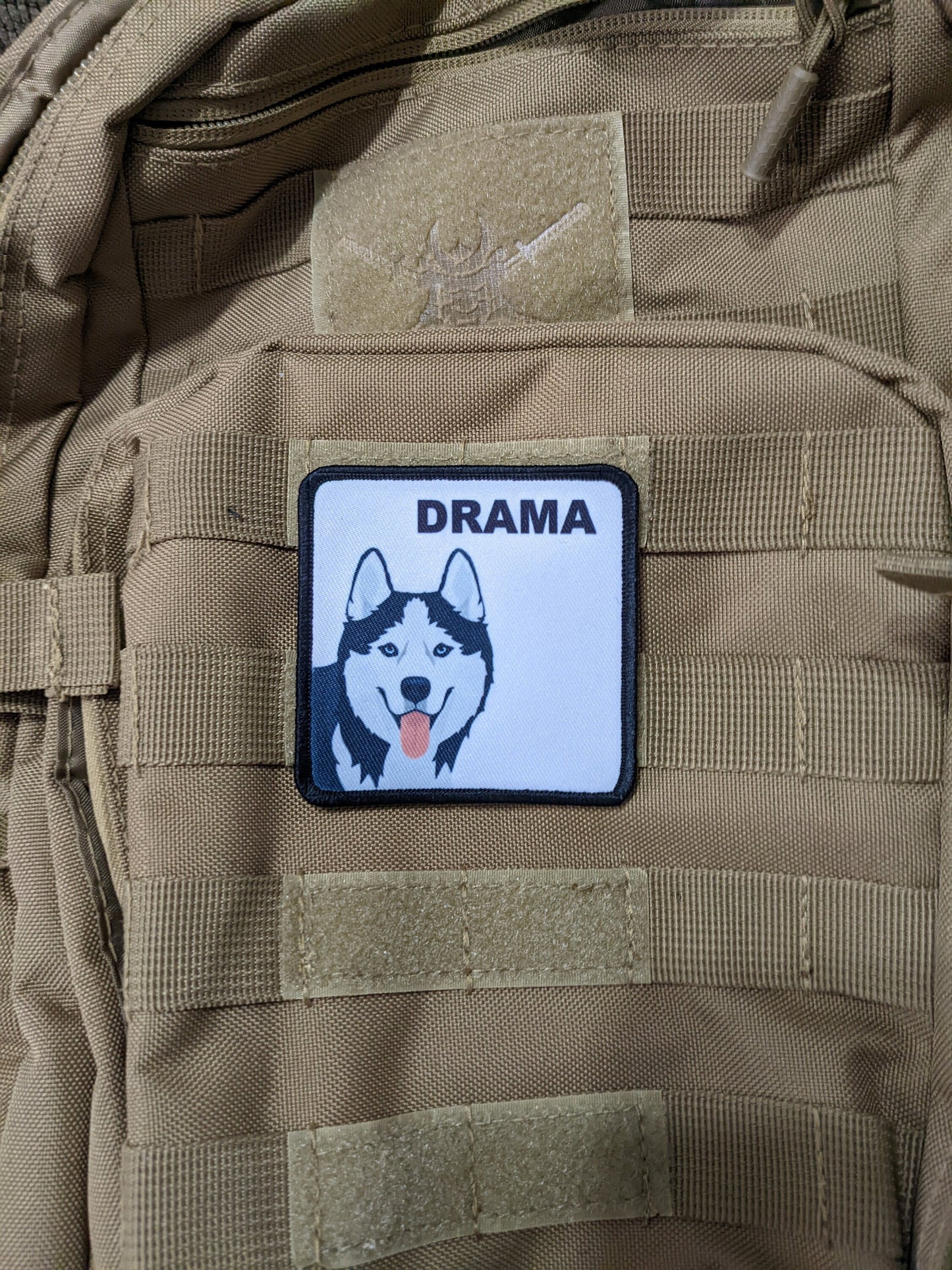 huskies are drama morale patch 3x3" square patch dog pets puppy with hook and loop backing