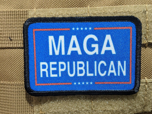 MAGA REPUBLICAN meme 2"x3" morale patch with hook and loop backing