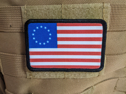 Betsy Ross American Revolution Flag 2"x3" morale patch with hook and loop backing