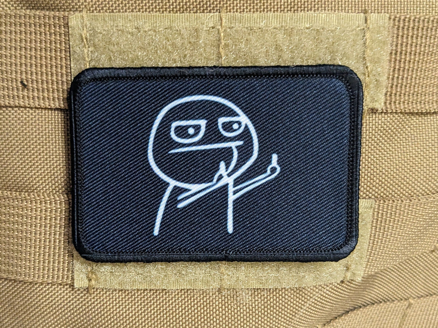 Double middle finger guy meme  2"x3" morale patch with hook and loop backing