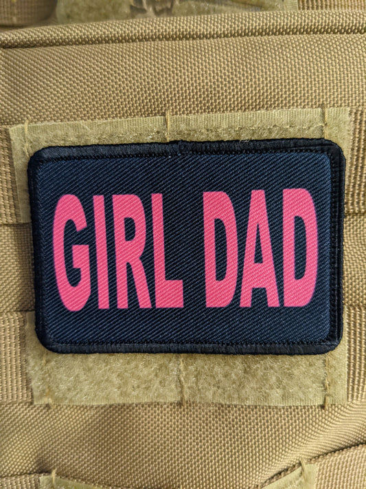 Girl Dad funny parenting joke 2"x3" morale patch with hook and loop backing