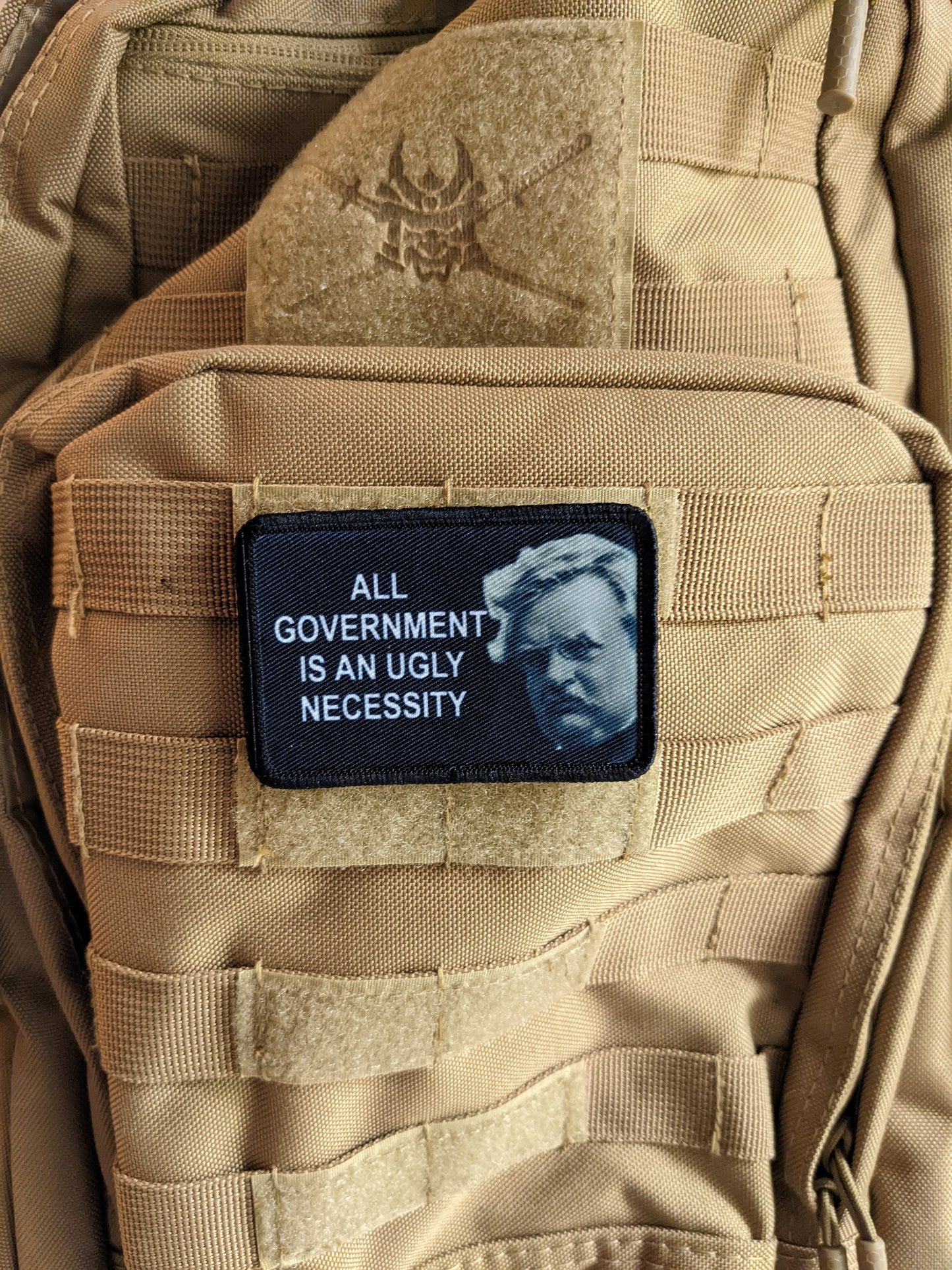 GK Chesterton all government is an ugly necessity quote 2"x3" removable morale patch with hook and loop backing