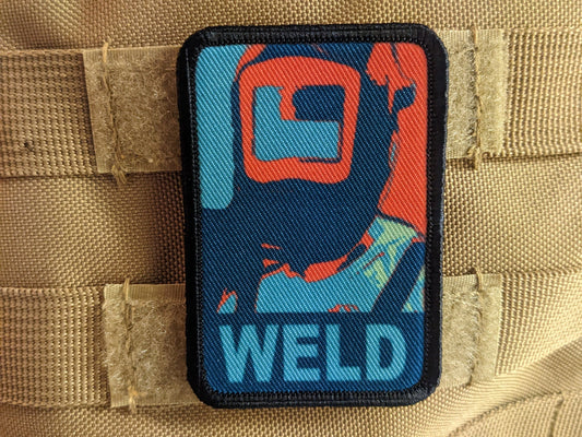 Welder blue collar welding hope poster 2"x3" morale patch with hook and loop backing