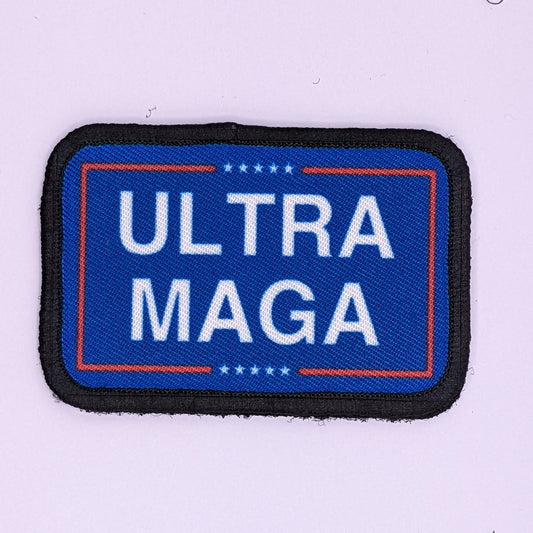 Ultra maga blue meme 2"x3" morale patch with hook and loop backing