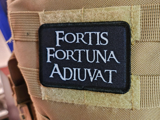 Fortis Fortuna Adiuvat fortune favors the bold 2"x3" morale patch with hook and loop backing