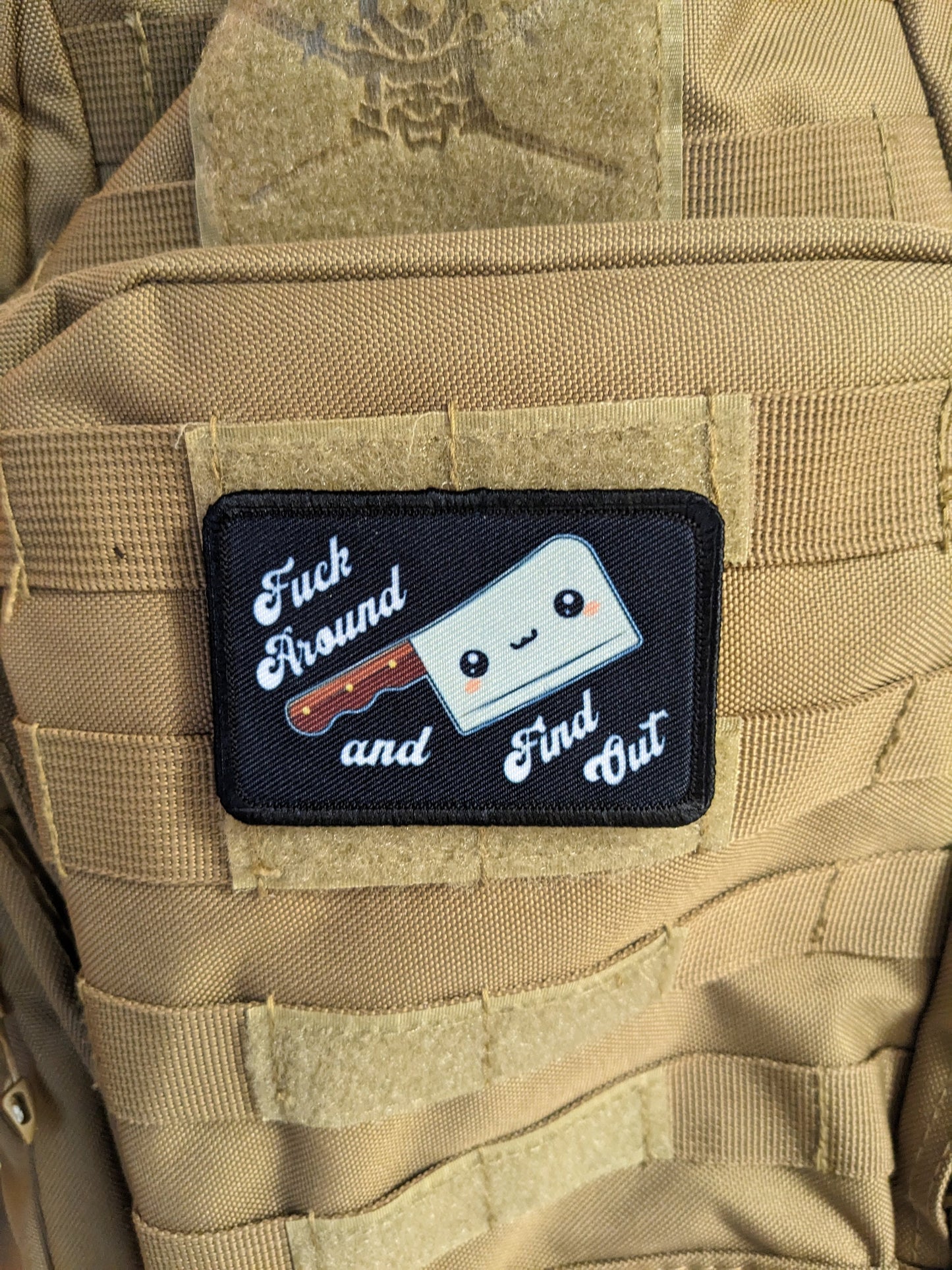 F around and find out cleaver funny  meme cute  2"x3" morale patch with hook and loop backing