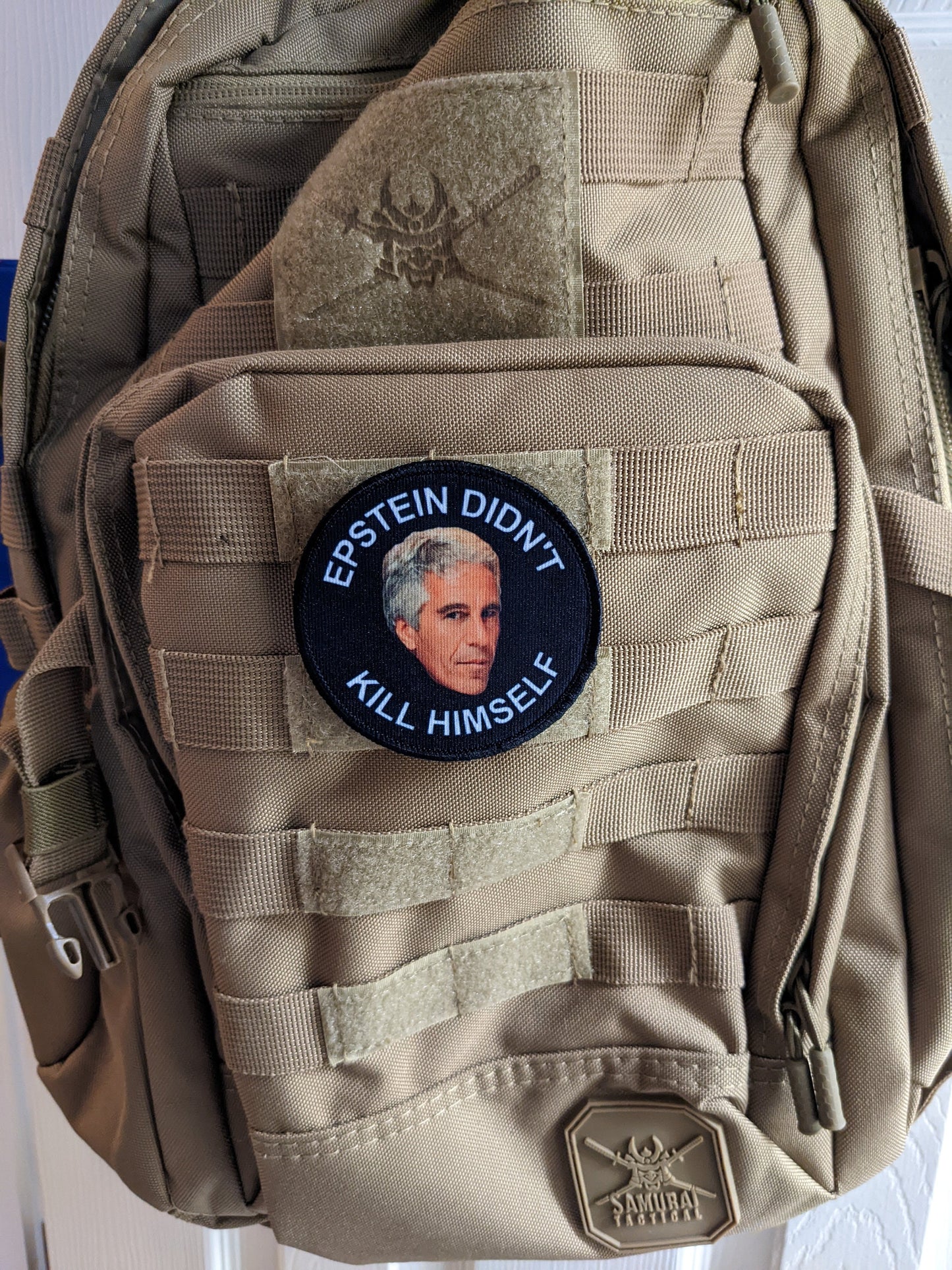 Epstein didn't kill himself meme 3" circle morale patch with hook and loop backing